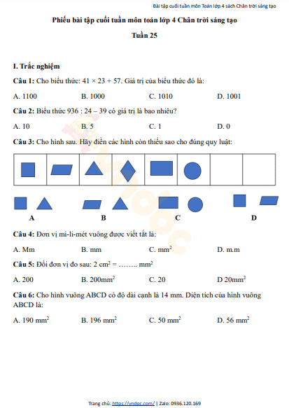 minh hoa bai tap cuoi tuan 25 toan 4 ctst h1*473467
