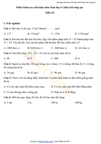 minh hoa bai tap cuoi tuan 26 toan 4 ctst h1*474700
