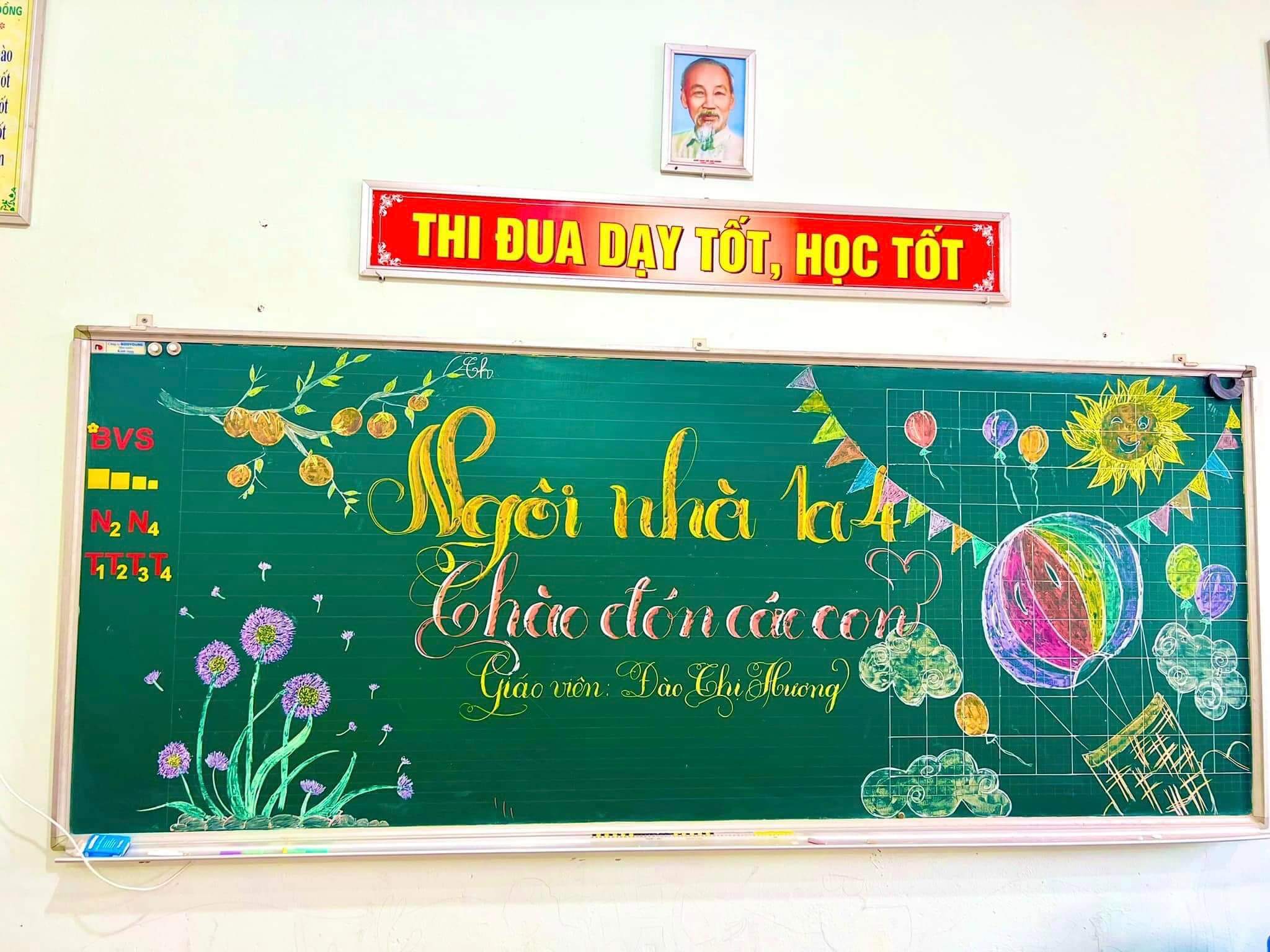 Mẫu trang trí bảng đón học sinh lớp 1 năm 2023 - 2024