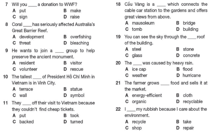 Tiếng Anh 11 Bright Workbook Review Units 3 - 4