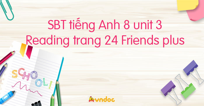 Workbook tiếng Anh 8 unit 3 Reading trang 24 Friends plus - Sách bài ...