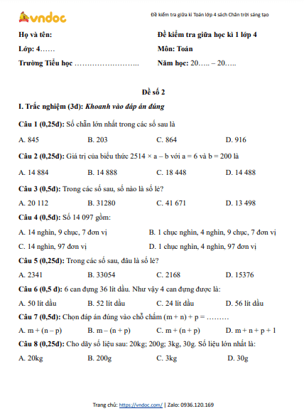 minh hoa 1 de thi giua ki 1 toan 4 ctst de so 2*499472