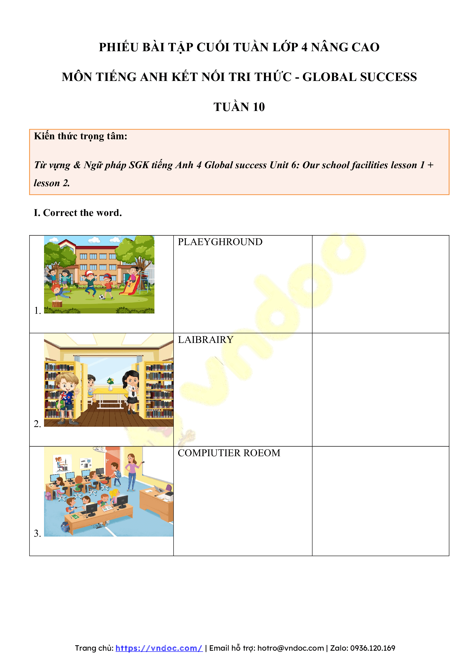 phieu bai tap cuoi tuan tieng anh lop 4 global success nang cao tuan 10 1*505497