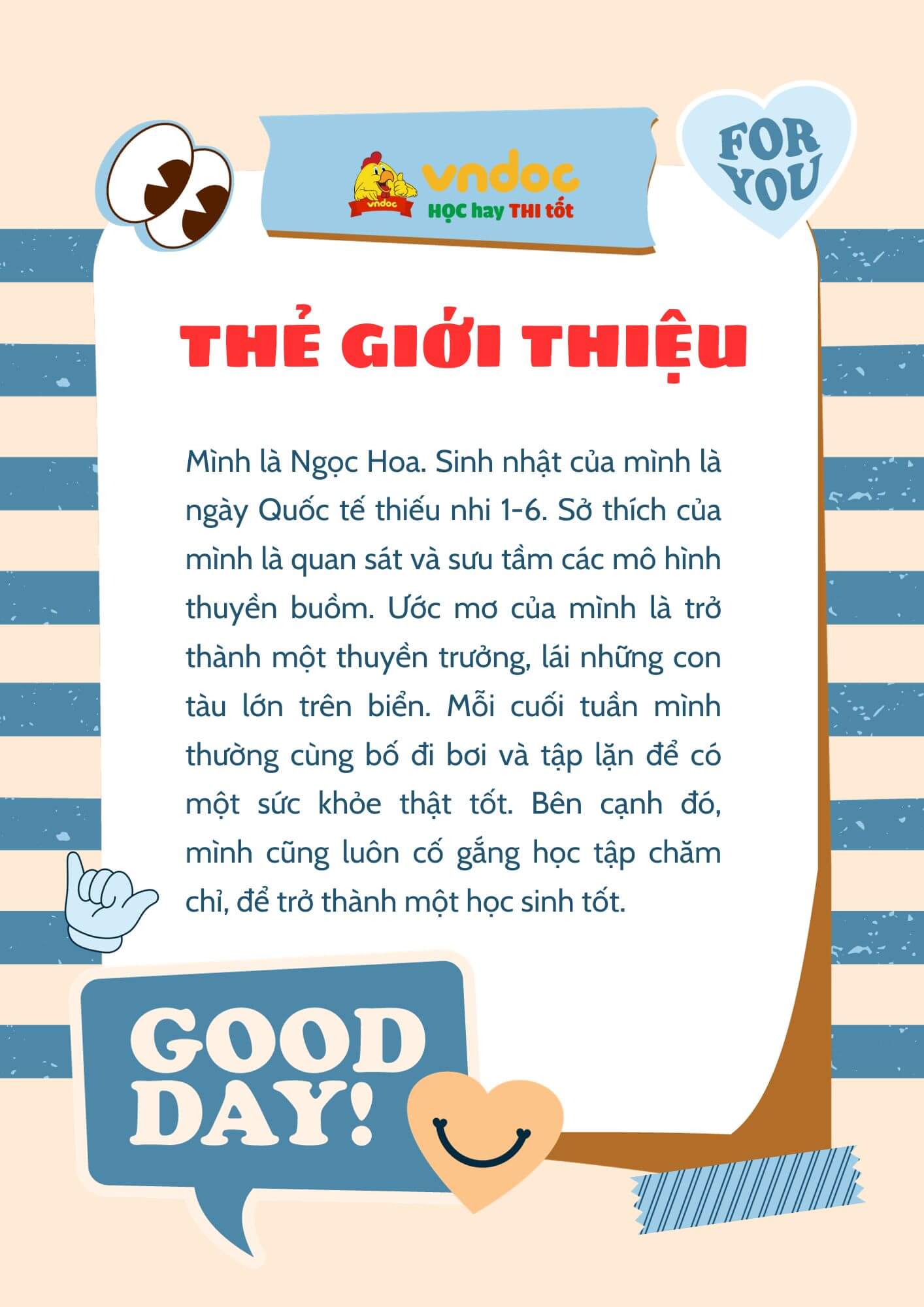 Giới thiệu bản thân vào một tấm thẻ