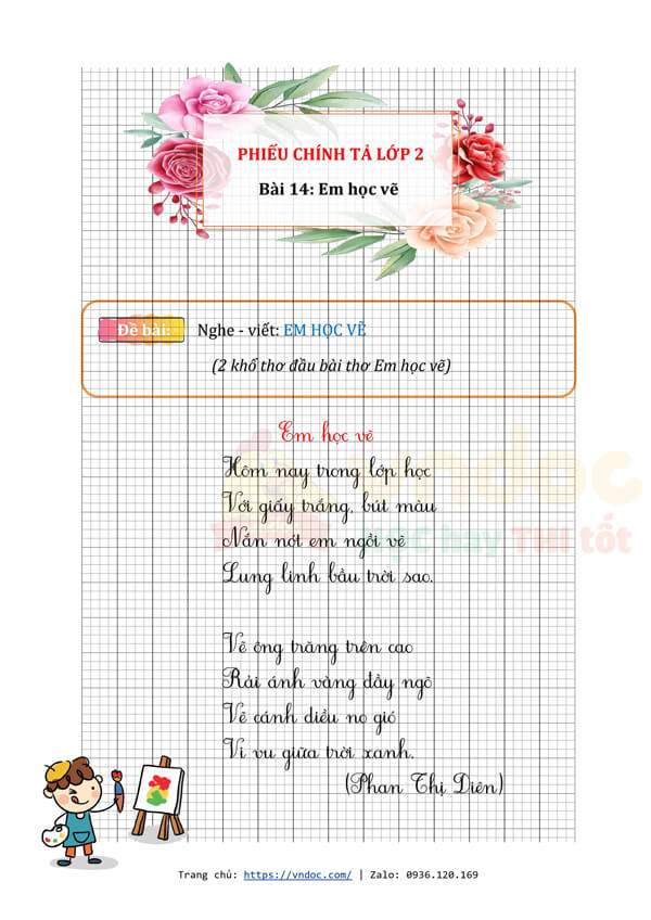 phieu chinh ta lop 2 tuan 7 bai 14 nghe viet em hoc ve trang 60 h2*518525