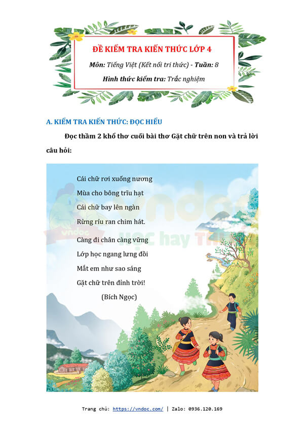 de kiem tra kien thuc tieng viet lop 4 ket noi tri thuc tuan 8 h1*519037