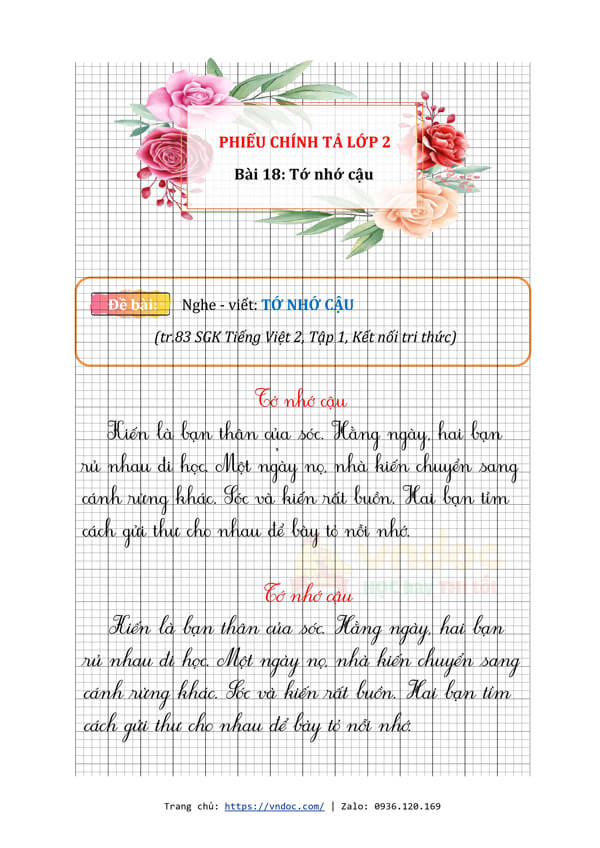 phieu chinh ta lop 2 tuan 10 bai 18 nghe viet to nho cau trang 83 h1*518714