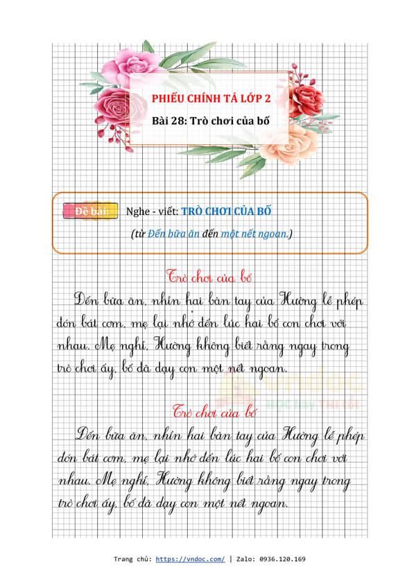 phieu chinh ta lop 2 tuan 15 bai 28 nghe viet tro choi cua bo trang 120 h2*520399