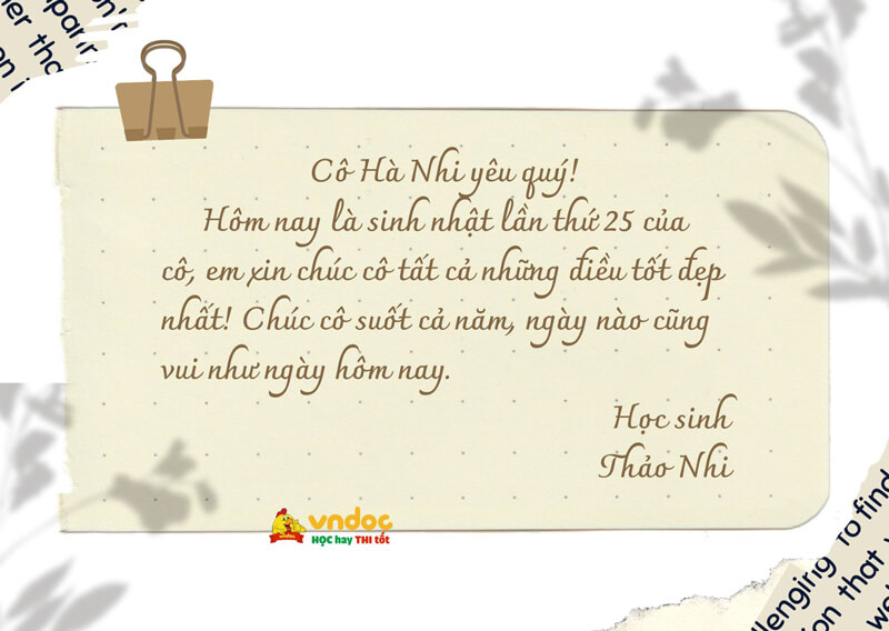 Viết bưu thiếp chúc mừng sinh nhật người thân