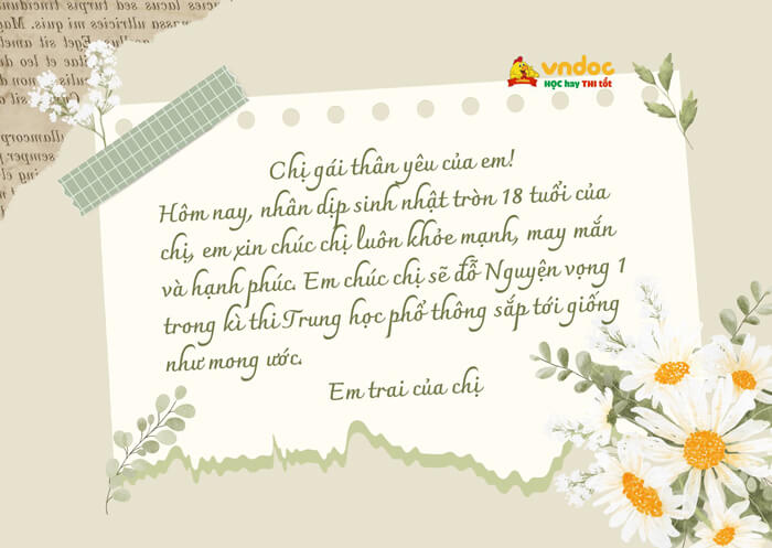 Viết bưu thiếp chúc mừng sinh nhật người thân