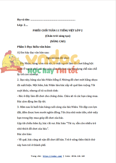 bai tap cuoi tuan tieng viet lop 2 chan troi sang tao tuan 11 nang cao 1*531101