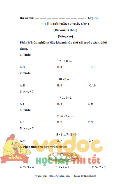 bai tap cuoi tuan toan lop 1 ket noi tri thuc tuan 12 nang cao 1*534621