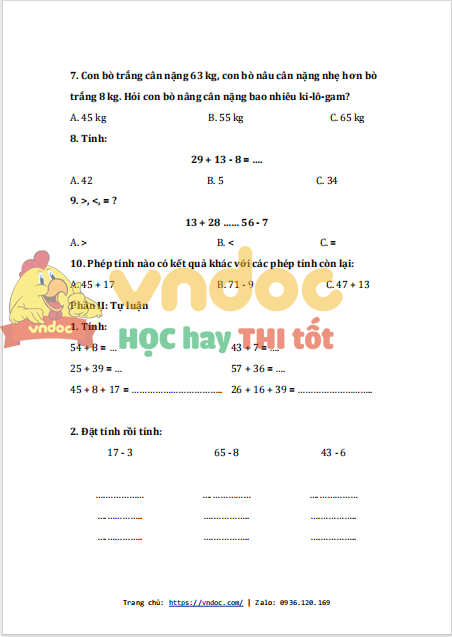 bai tap cuoi tuan toan lop 2 ket noi tri thuc tuan 12 2*534501