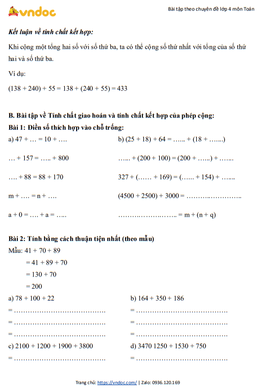 minh hoa bai tap chuyen de toan 4 tinh chat giao hoan tinh chat ket hop cua phep cong h2*535132