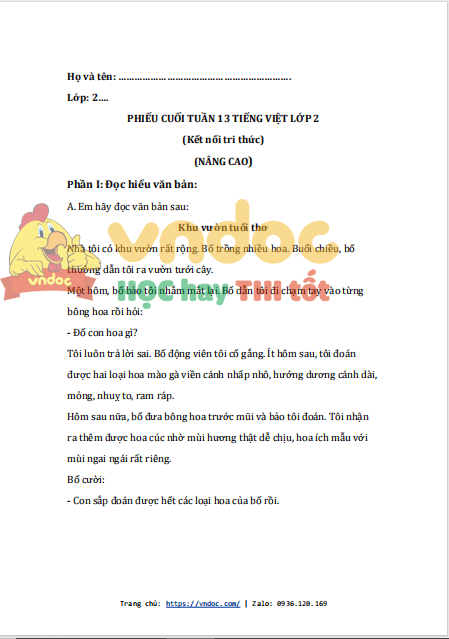 bai tap cuoi tuan tieng viet lop 2 ket noi tri thuc tuan 13 nang cao 1*538289