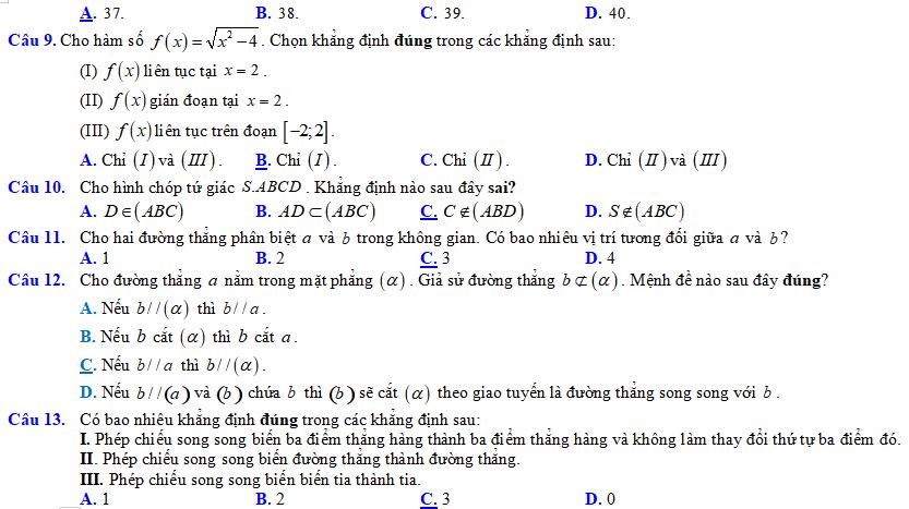 Đề kiểm tra học kì 1 Toán 11 Chân trời sáng tạo