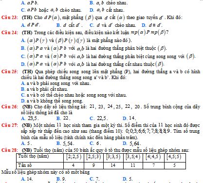 Đề kiểm tra học kì 1 Toán 11 Cánh diều