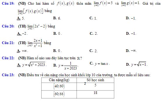 Đề kiểm tra học kì 1 Toán 11 Kết nối tri thức