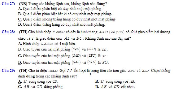 Đề kiểm tra học kì 1 Toán 11 Kết nối tri thức