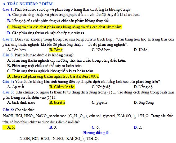 Đề kiểm tra học kì 1 Hóa học 11 Kết nối tri thức