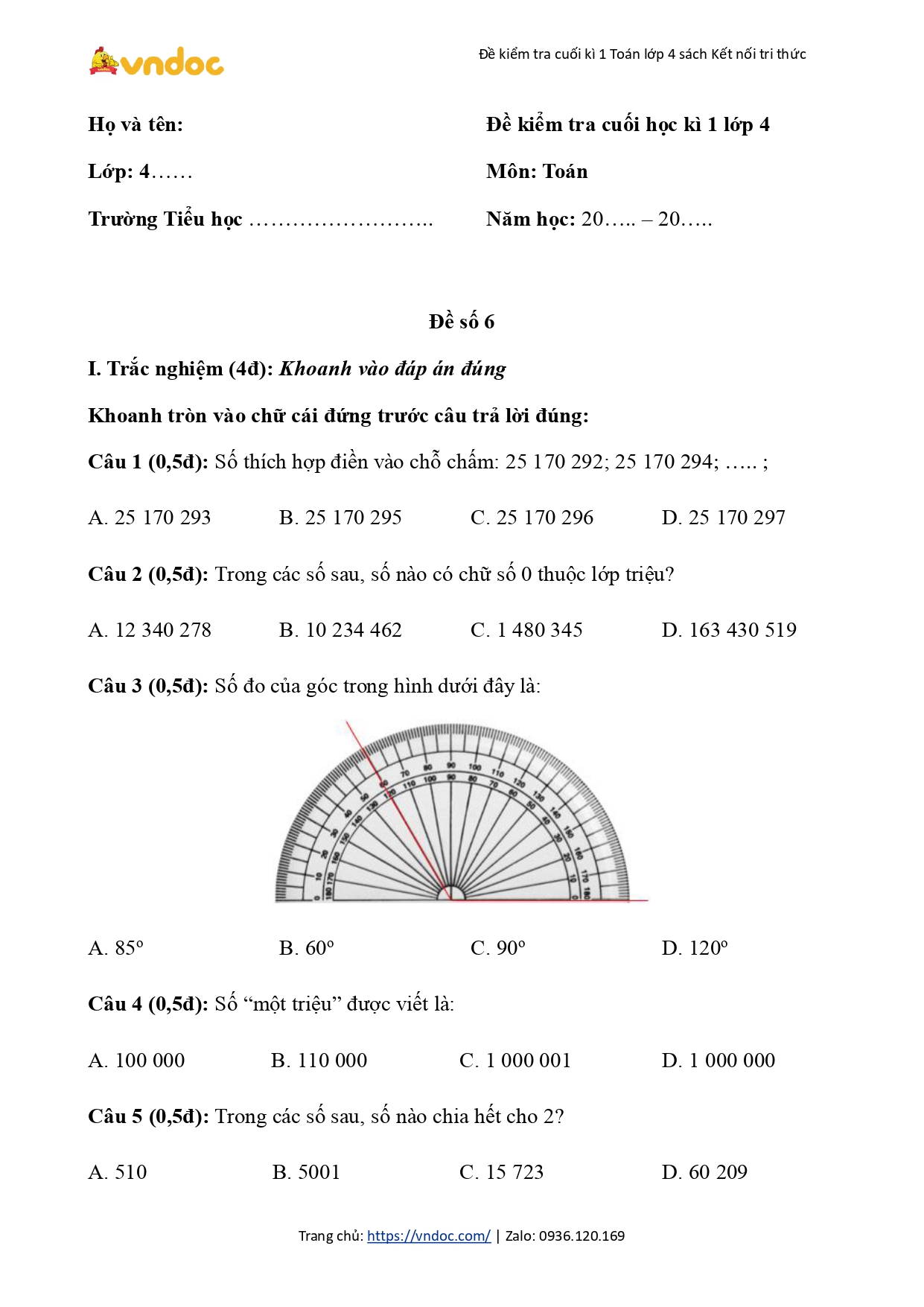 de thi hoc ki 1 lop 4 mon toan sach ket noi tri thuc de so 6 h1*543081