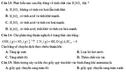 Bộ đề thi học kì 1 lớp 11 môn Hóa Chân trời sáng tạo