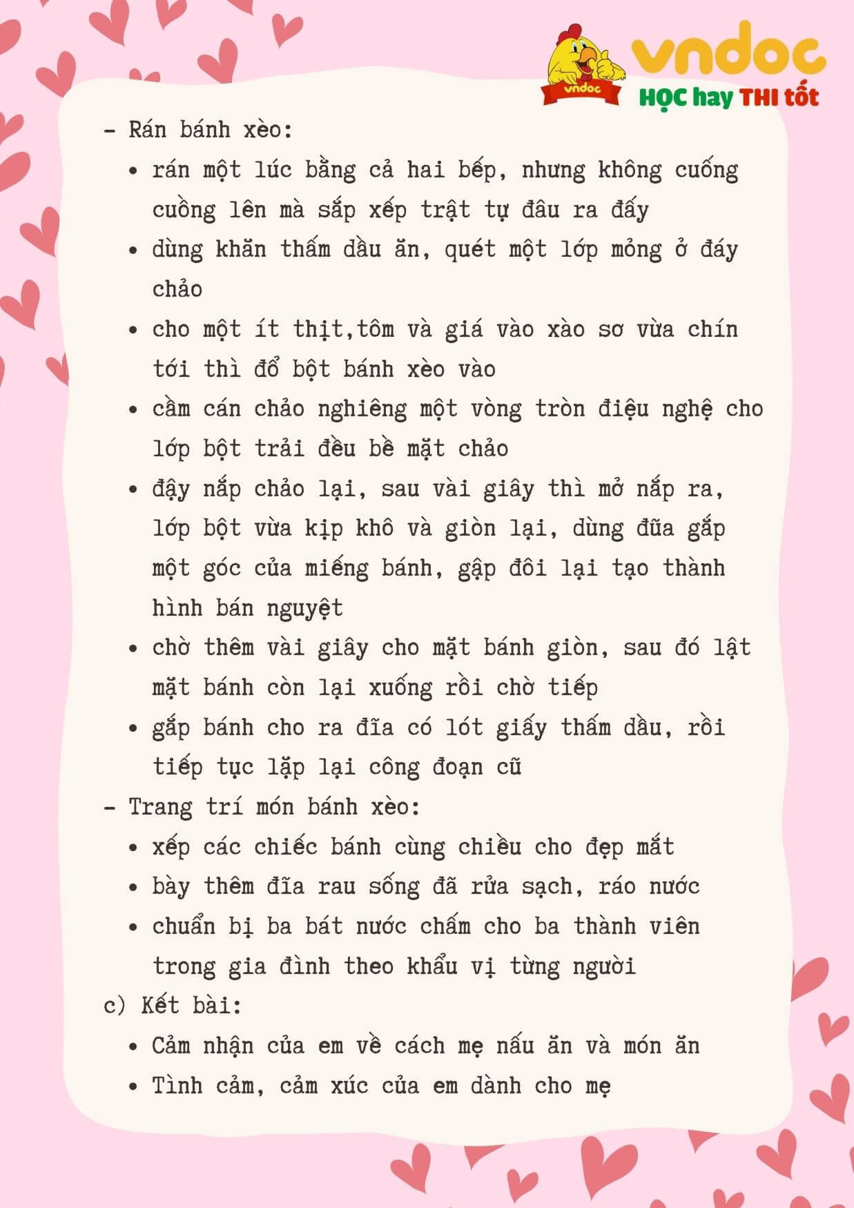 Dàn ý Tả mẹ đang nấu cơm