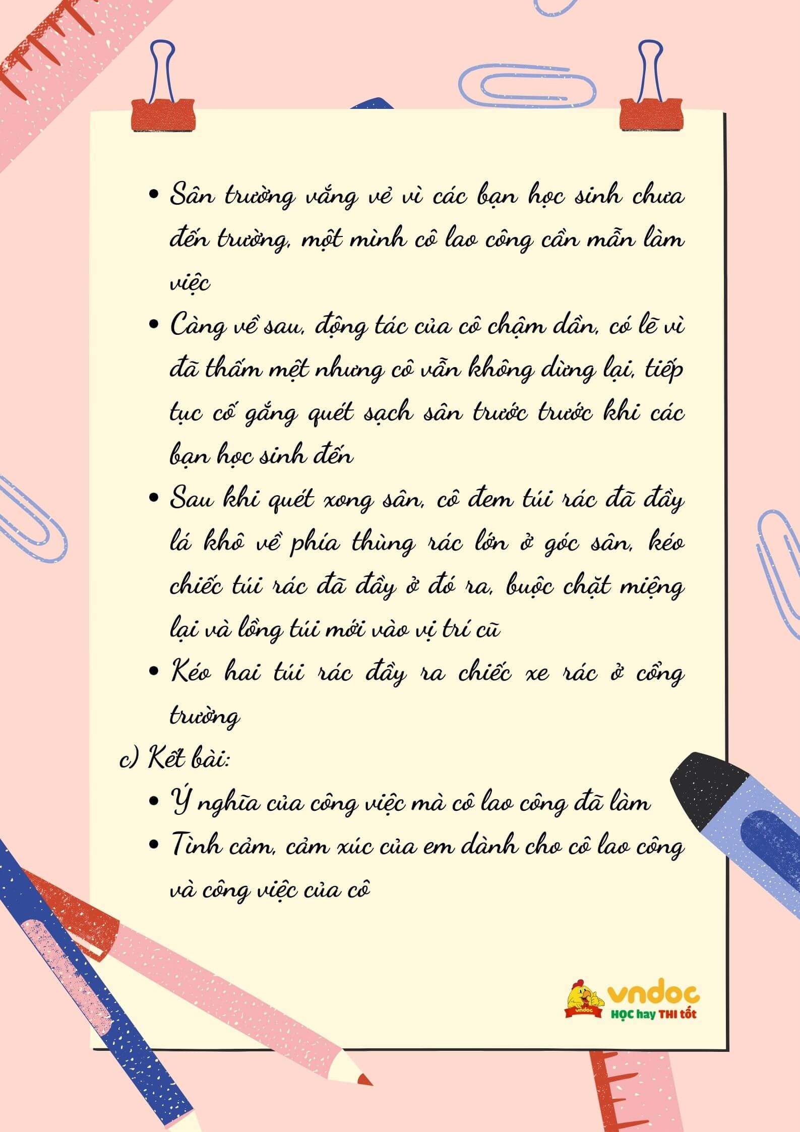 Lập dàn ý Tả người lao động đang làm việc