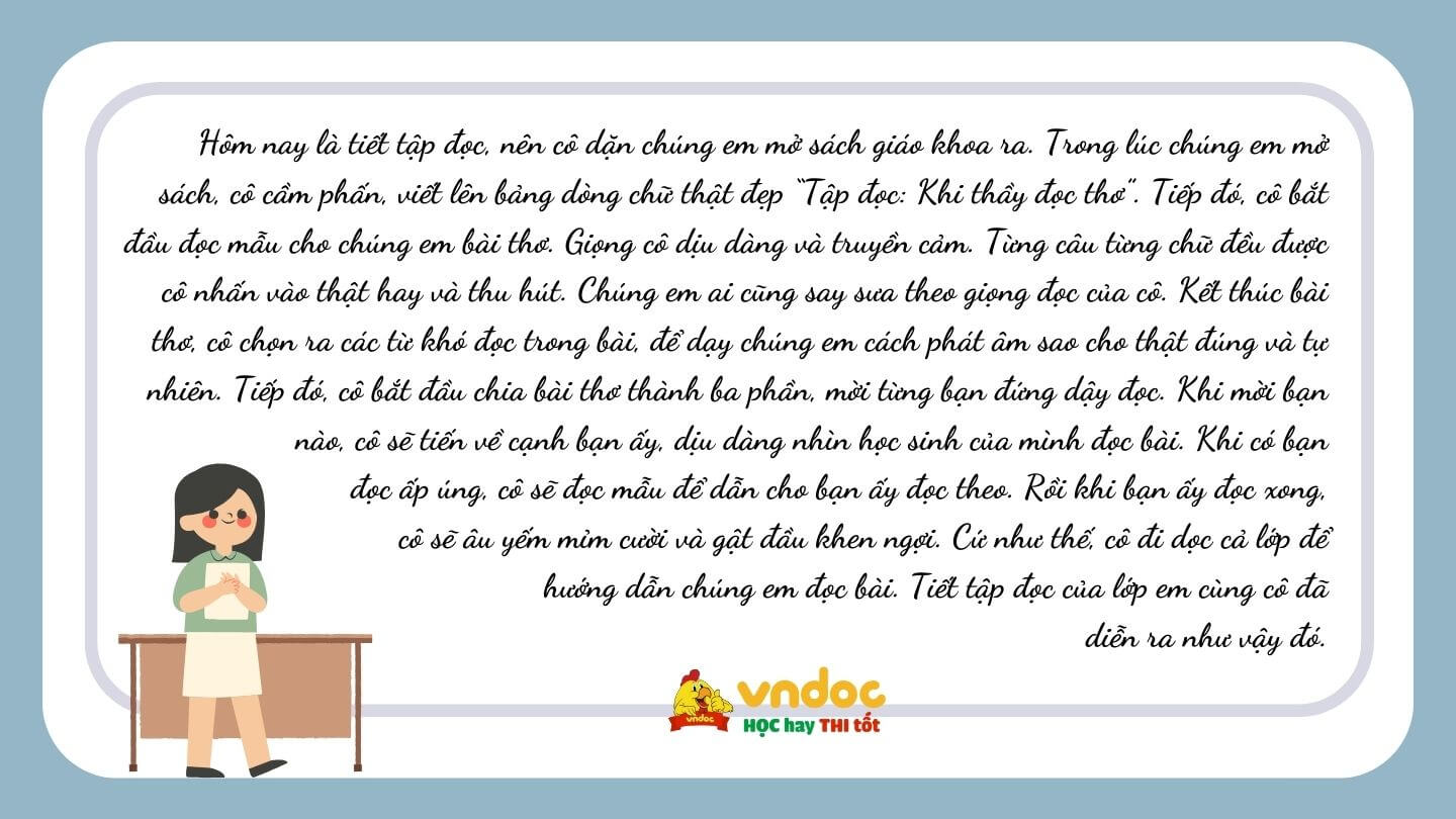 Đoạn văn Tả cô giáo đang say sưa giảng bài lớp 5