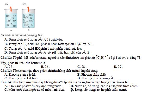 Đề thi học kì 1 lớp 11 môn Hóa học Cánh diều