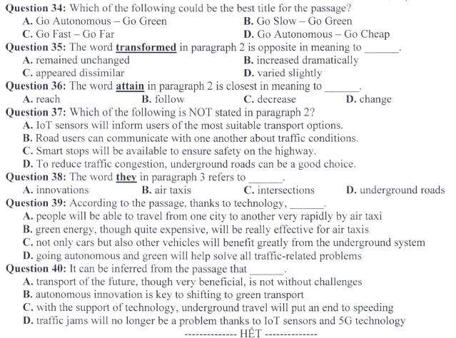 Đề thi THPT Quốc gia môn Tiếng Anh