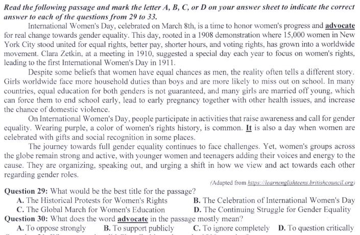 Đề thi THPT Quốc gia môn Tiếng Anh