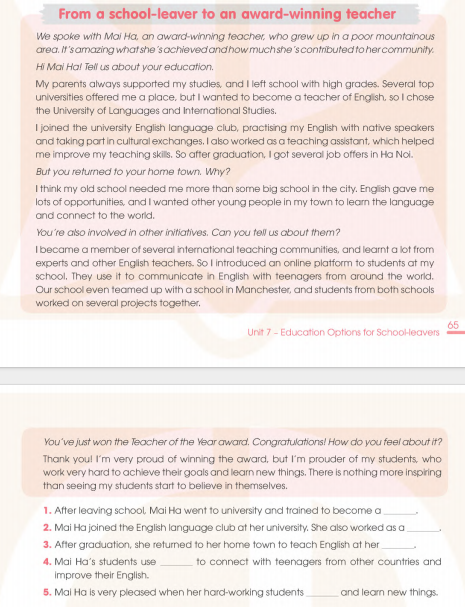 Sách bài tập Tiếng Anh 11 Global Success Unit 7 Reading