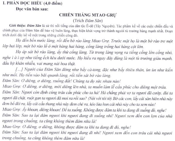 Đề thi THPT Quốc gia môn Văn