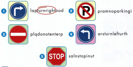 2. Do not enter (Cấm vào) 3. Turn right (Rẽ phải) 4. Stop (Dừng lại)