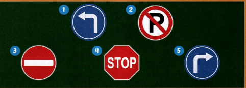 2. Do not enter (Cấm vào) 3. Turn right (Rẽ phải) 4. Stop (Dừng lại)