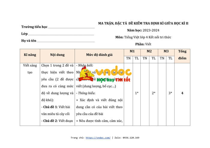ma tran dac ta de thi giua ki 2 tieng viet lop 4 chan troi sang tao h4*569238