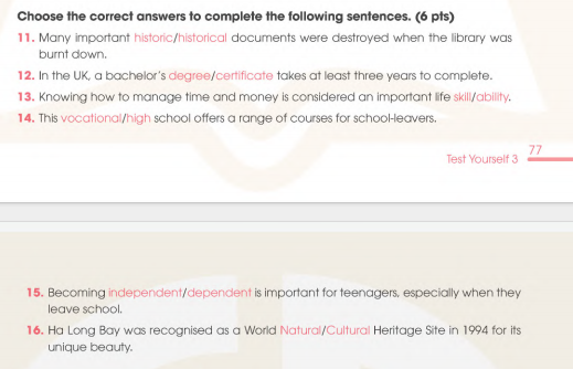 Sách bài tập Tiếng Anh 11 Global Success Test Yourself 3