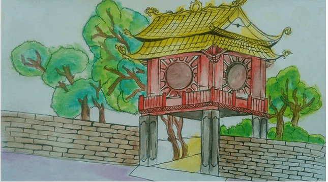 Mẫu tranh vẽ Hà Nội trong em 2024