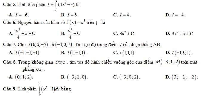 Bộ đề thi giữa học kì 2 lớp 12 môn Toán năm học 2023-2024