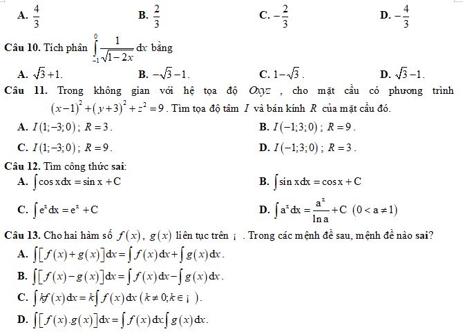 Bộ đề thi giữa học kì 2 lớp 12 môn Toán năm học 2023-2024