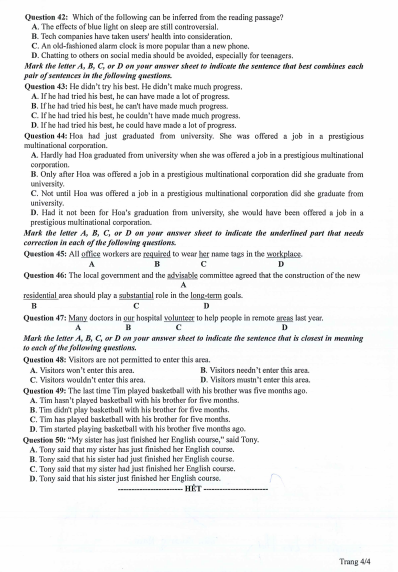 Đề thi THPT Quốc Gia năm 2024 môn Anh