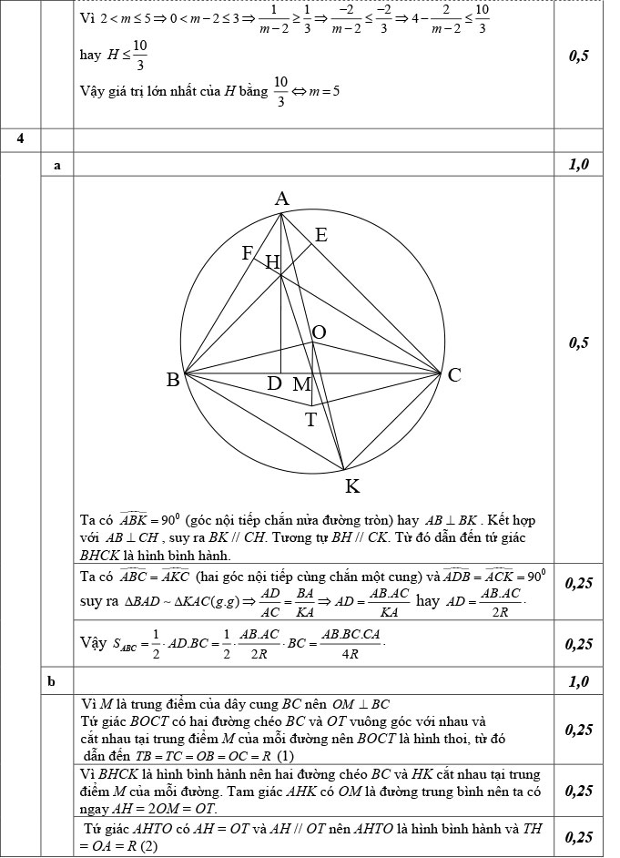 Đáp án đề thi thử vào 10 môn toán 2024 Chuyên Sư Phạm lần 1 ảnh 3