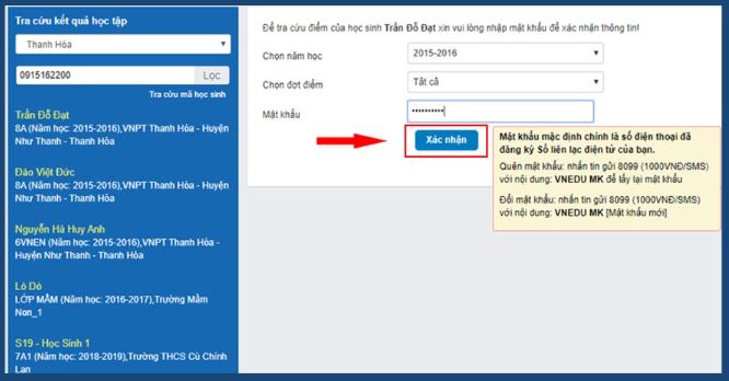 Hướng dẫn tra cứu điểm vnEdu phụ huynh chi tiết