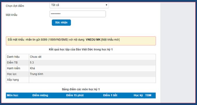 Hướng dẫn tra cứu điểm vnEdu phụ huynh chi tiết
