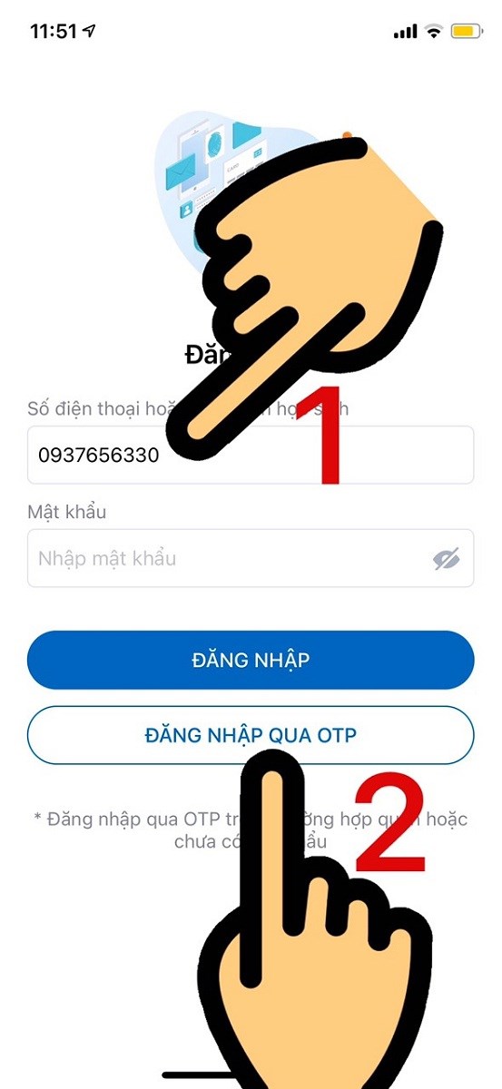 Lấy lại mật khẩu vnEdu trên ứng dụng