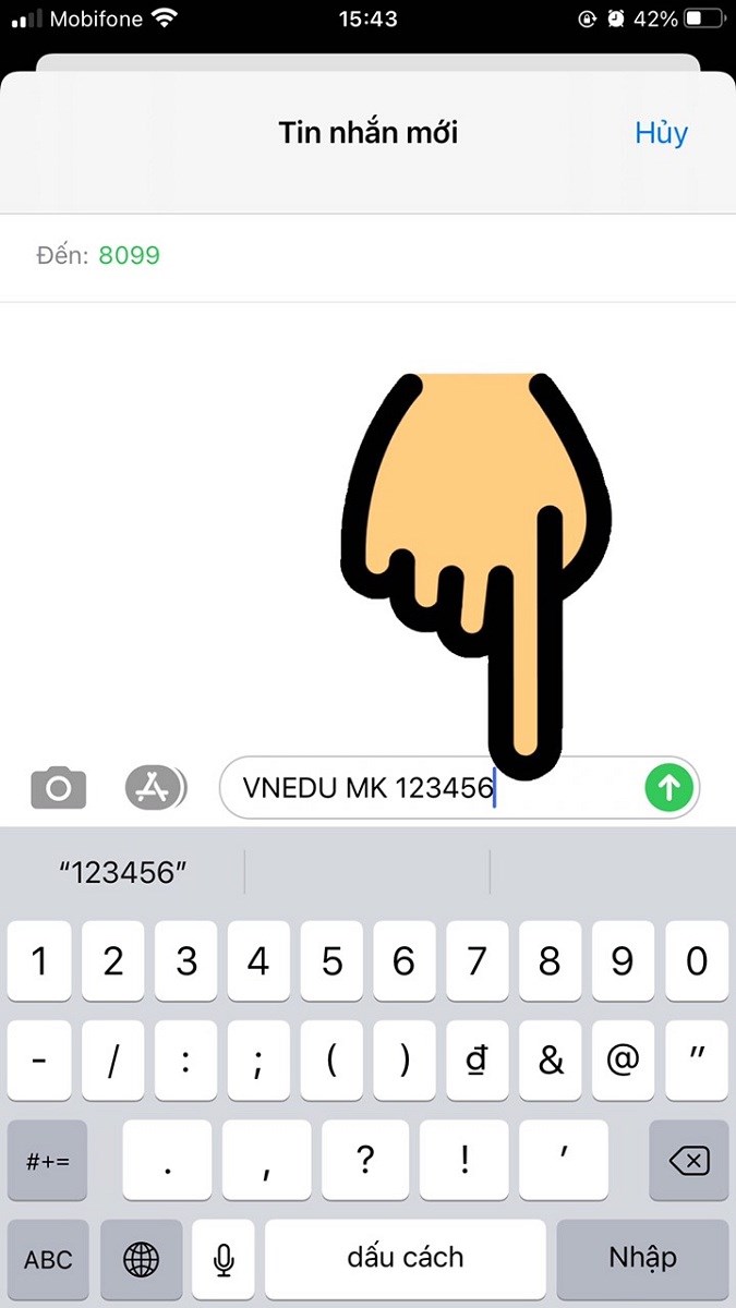 Lấy lại mật khẩu vnEdu bằng tin nhắn