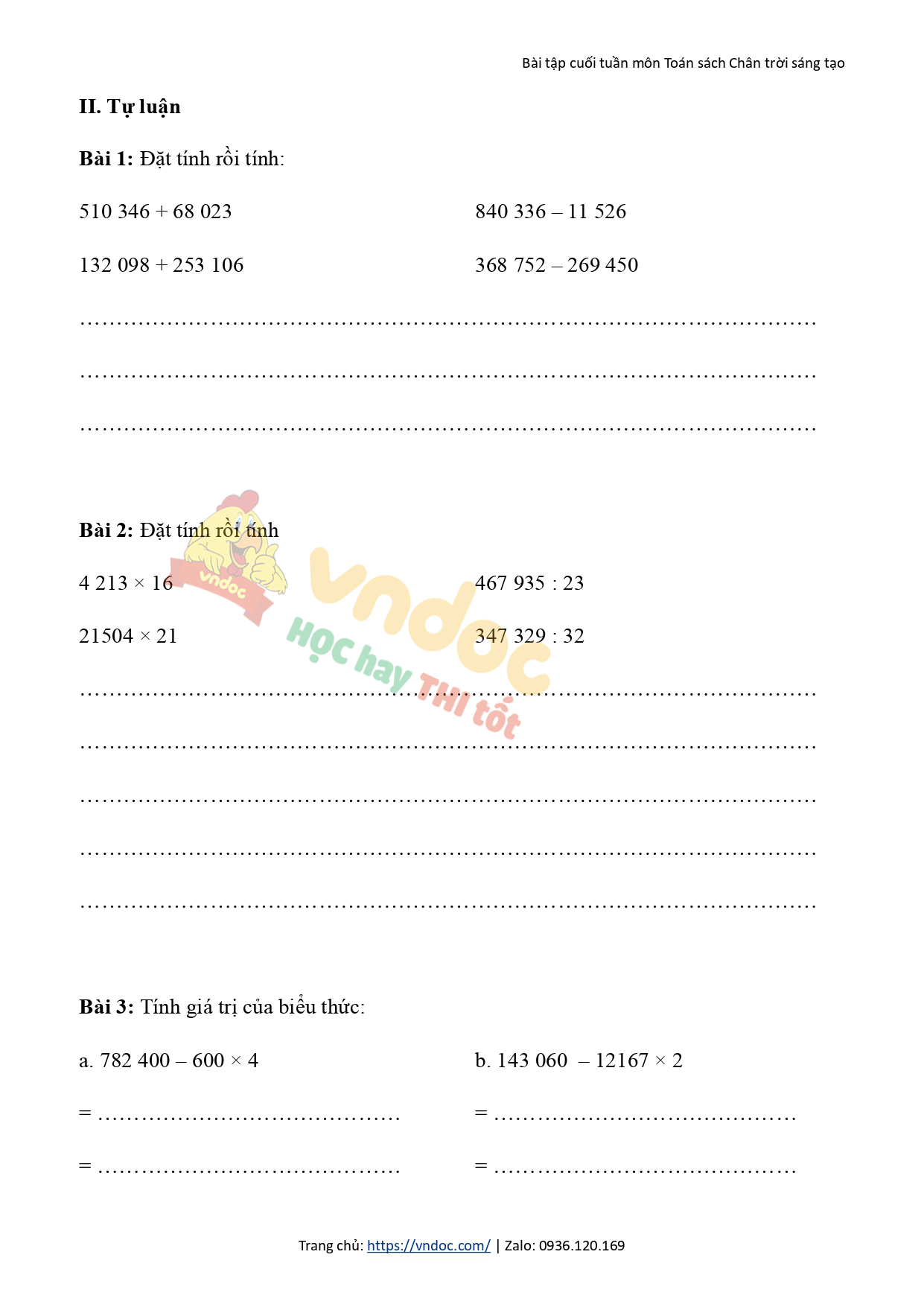 phieu kiem tra cuoi tuan 33 mon toan lop 4 ctst page 0002*589629