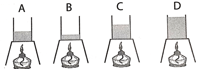 Có bốn bình A, B, C, D chứa nước ở cùng một nhiệt độ