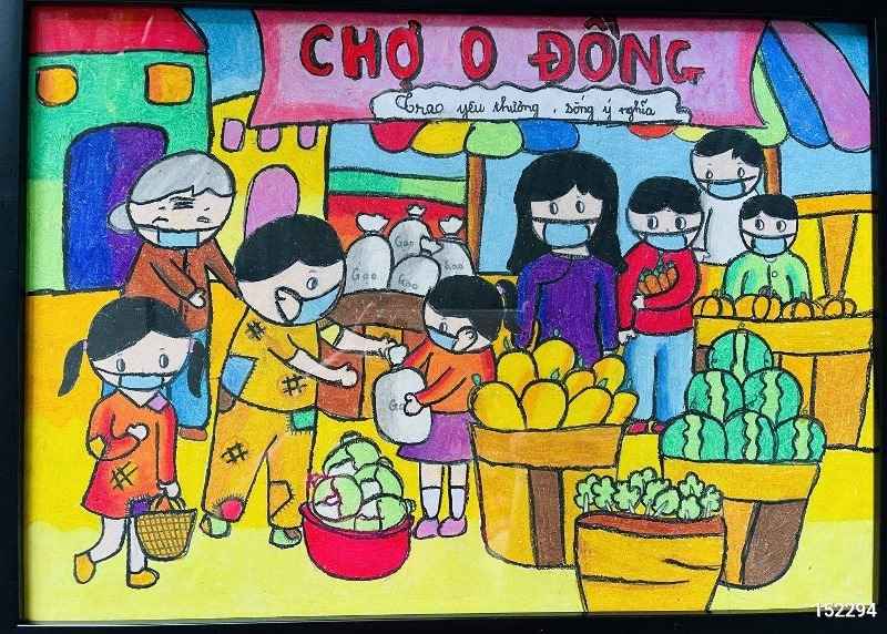 Mẫu tranh thi em vẽ sắc màu tình nguyện